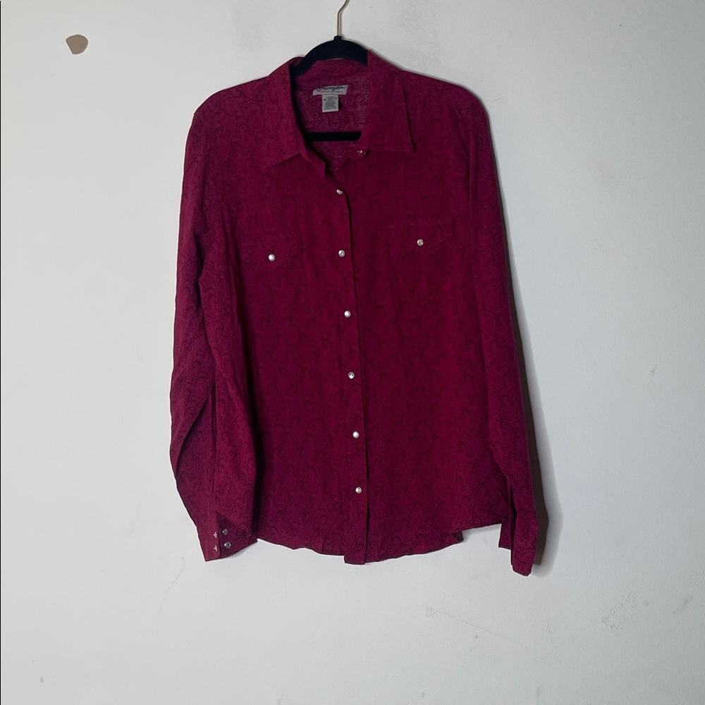 Wrangler Women's Maroon Button-Up Shirt
